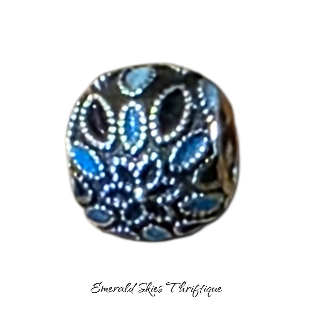 Pandora Cathedral Rose charm made of sterling silver with blue enamel free ship